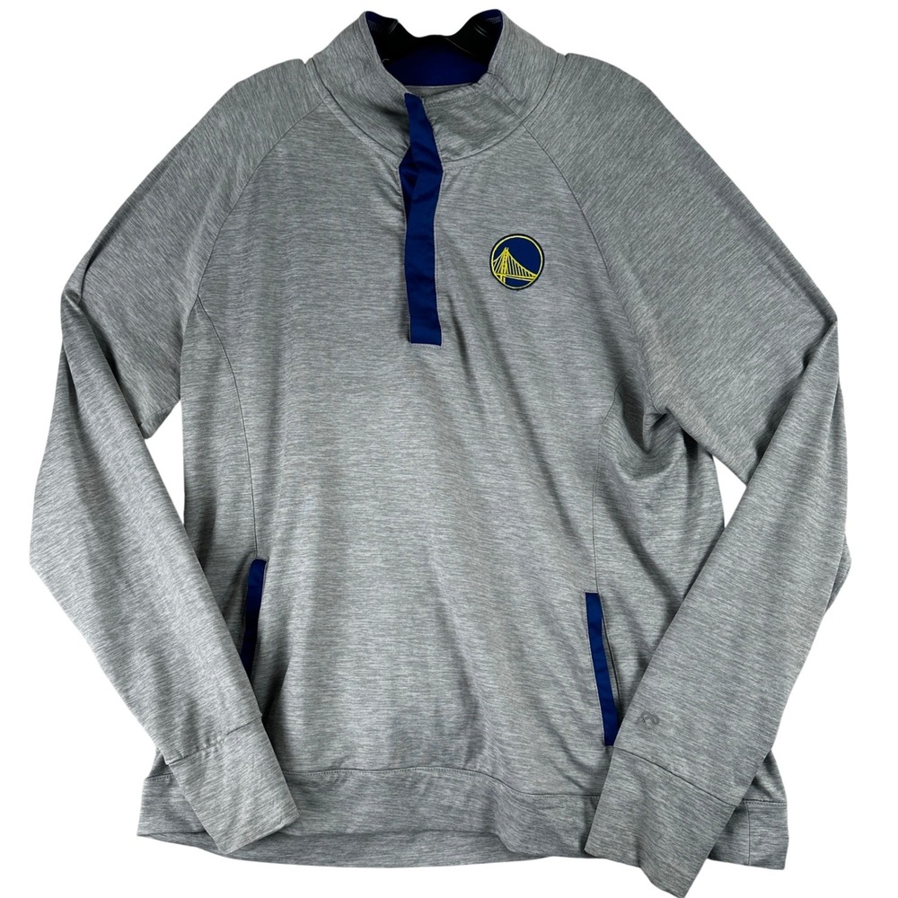 Golden State‎ Warriors Quarter Snap Pullover Men Large Gray NBA Basketball Fan